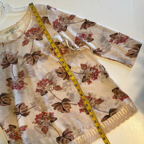 LC Lauren Conrad Floral Lightweight Sweater Womens Large Blush Lace Back - Picture 8 of 8
